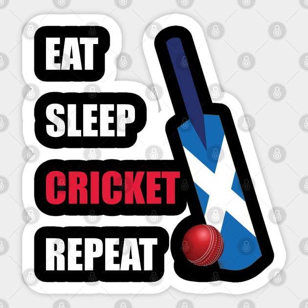Eat Sleep Cricket Repeat Scotland Flag Sticker by DPattonPD